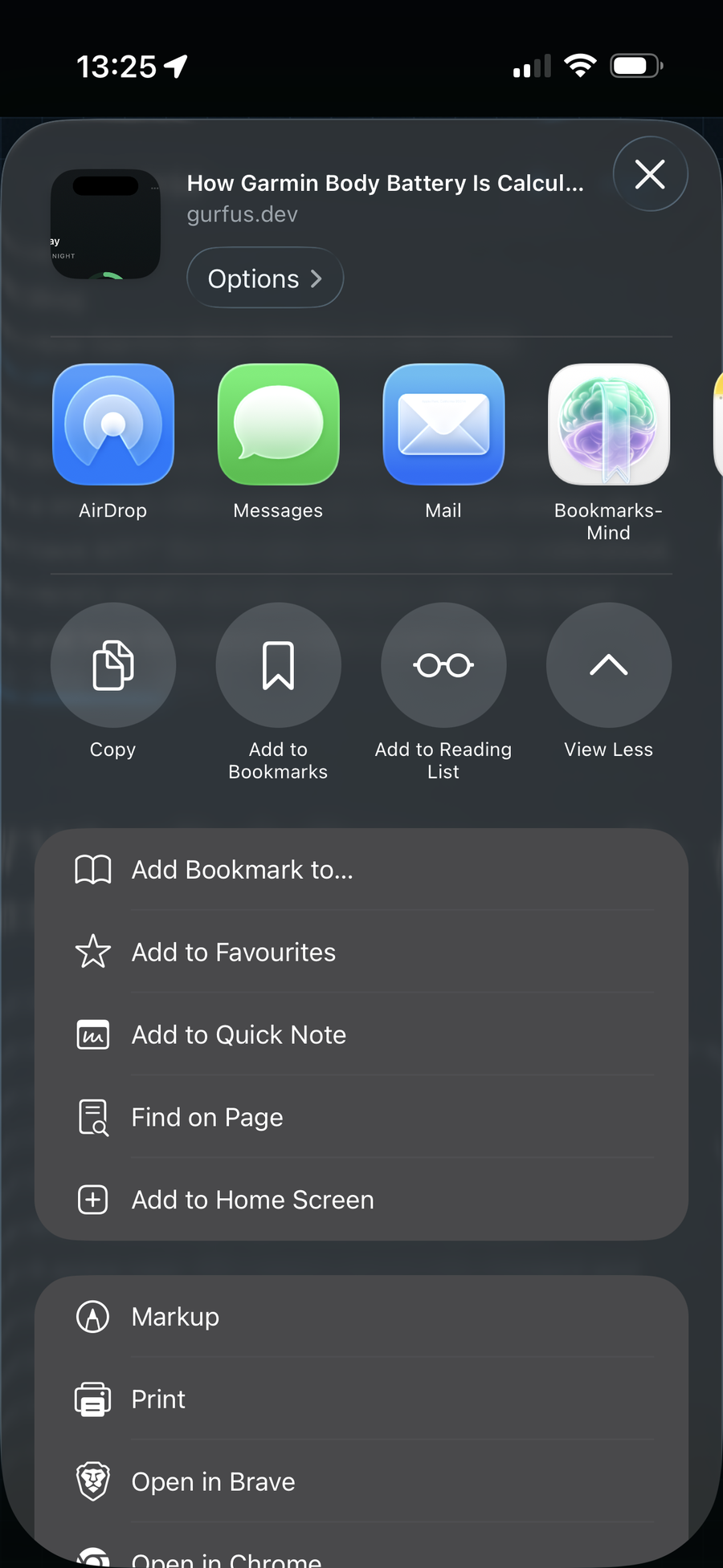 iOS Share Sheet with BookmarksMind as a share target
