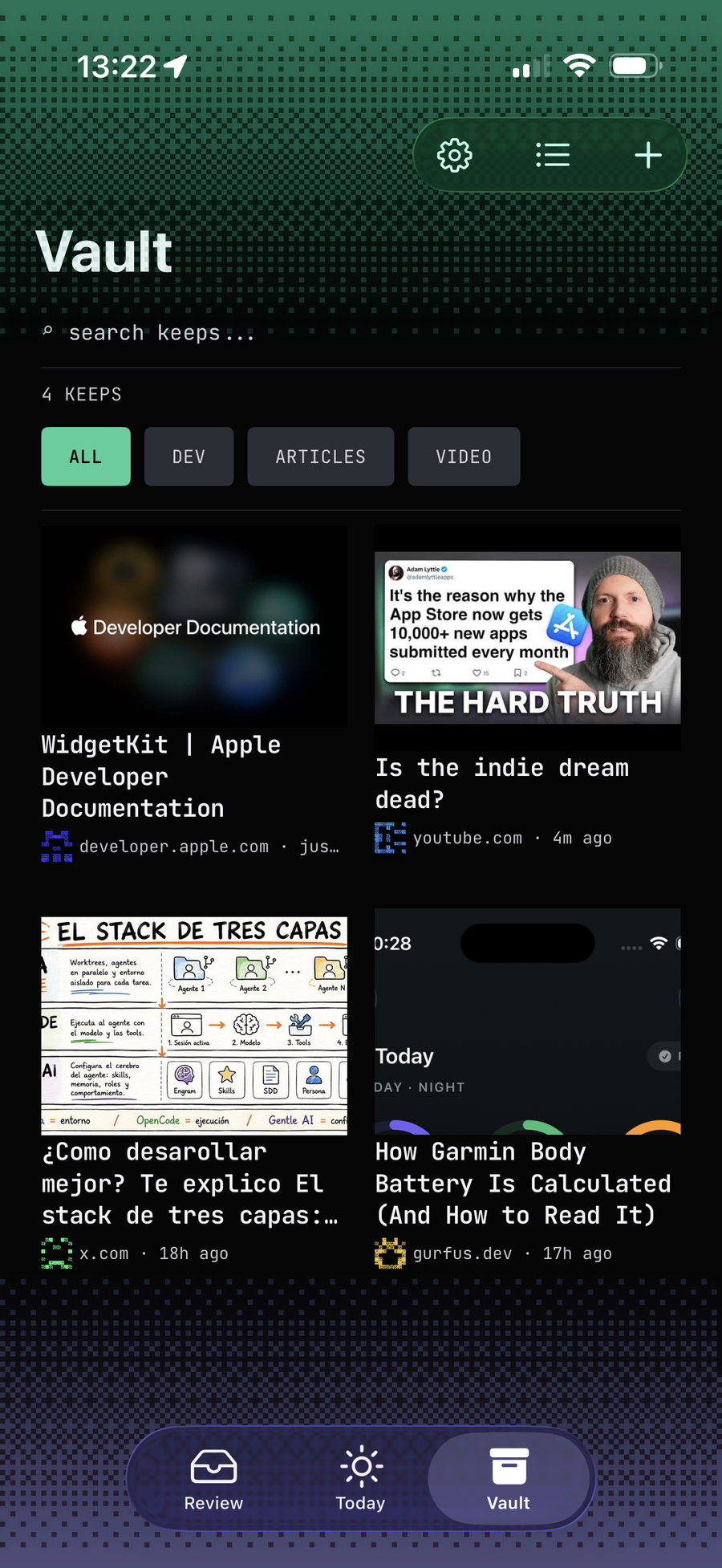 BookmarksMind Vault mosaic with full-color bookmark previews